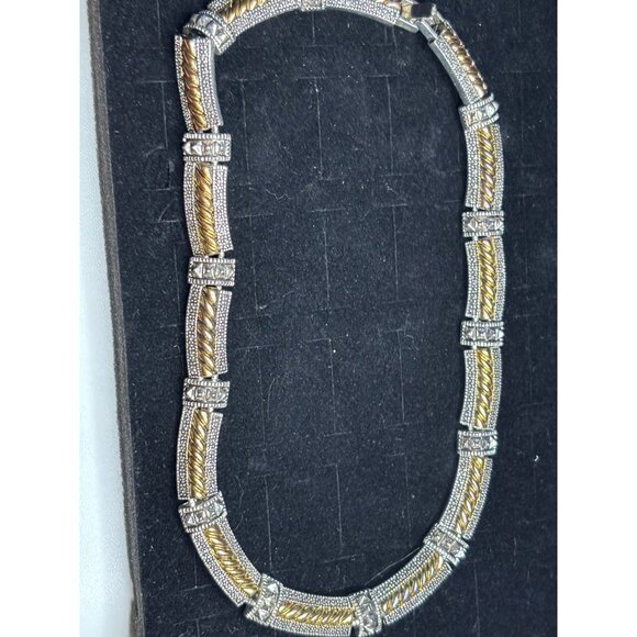Vintage Two-Tone Sterling Silver & Gold-Plated Necklace With Intricate Design - Picture 1 of 11